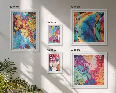 Set di 5 quadri con composizioni astratte e colorate