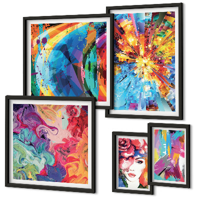 Set di 5 quadri Composizioni astratte e colorate