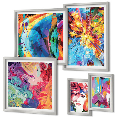 Set di 5 quadri Composizioni astratte e colorate