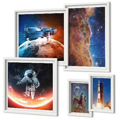 Set di quadri incorniciati a tema viaggi spaziali nella galassia