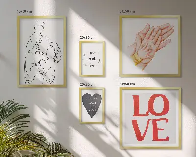 Polittico con cornice famiglia, amore, calore e felicità