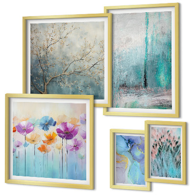 Set di quadri incorniciati Paesaggi astratti con fiori