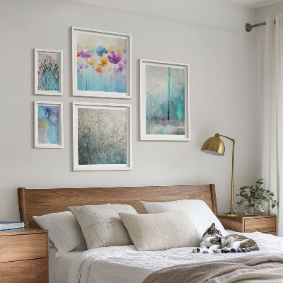 Set di quadri incorniciati Paesaggi astratti con fiori