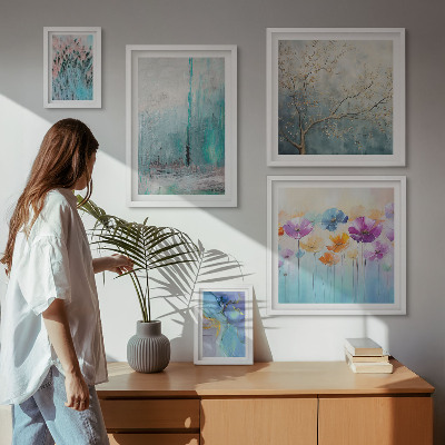 Set di quadri incorniciati Paesaggi astratti con fiori