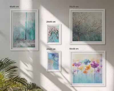 Set di quadri incorniciati con paesaggi astratti e fiori