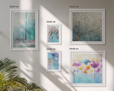 Set di quadri incorniciati Paesaggi astratti con fiori