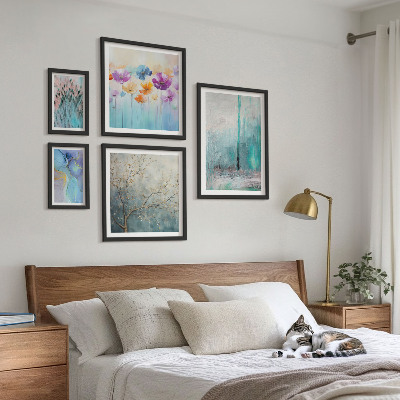 Set di quadri incorniciati Paesaggi astratti con fiori