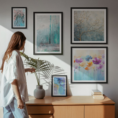 Set di quadri incorniciati Paesaggi astratti con fiori