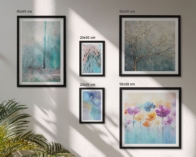 Set di quadri incorniciati Paesaggi astratti con fiori