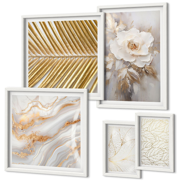 Set di 5 quadri Eleganti motivi floreali