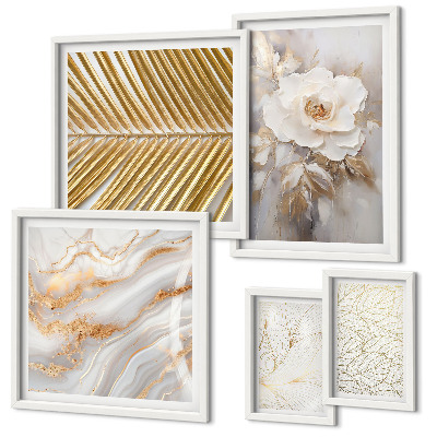 Set di 5 quadri Eleganti motivi floreali