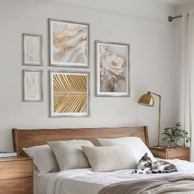 Set di 5 quadri Eleganti motivi floreali