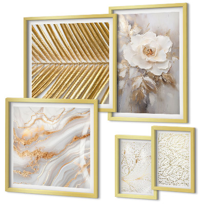 Set di 5 quadri Eleganti motivi floreali