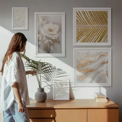 Set di 5 quadri con eleganti motivi floreali