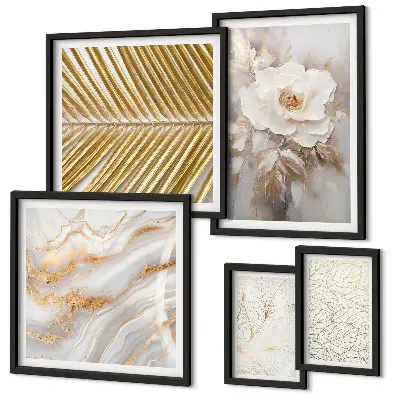 Set di 5 quadri con eleganti motivi floreali