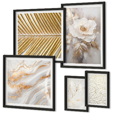 Set di 5 quadri Eleganti motivi floreali