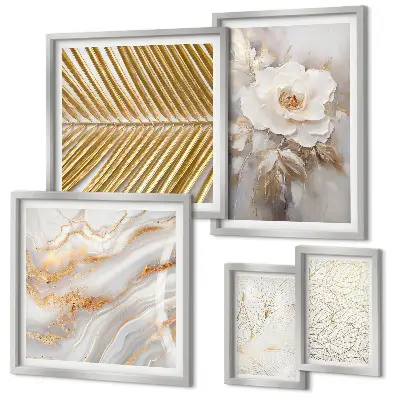 Set di 5 quadri con eleganti motivi floreali