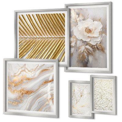 Set di 5 quadri Eleganti motivi floreali