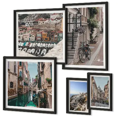 Set di quadri incorniciati con incantevoli strade europee
