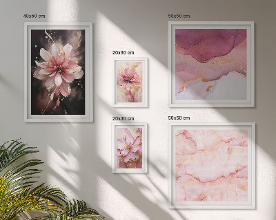 Set di 5 quadri Composizioni floreali rosa