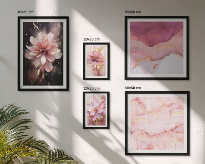 Set di 5 quadri Composizioni floreali rosa