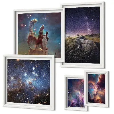 Set di quadri incorniciati con paesaggi cosmici delle galassie