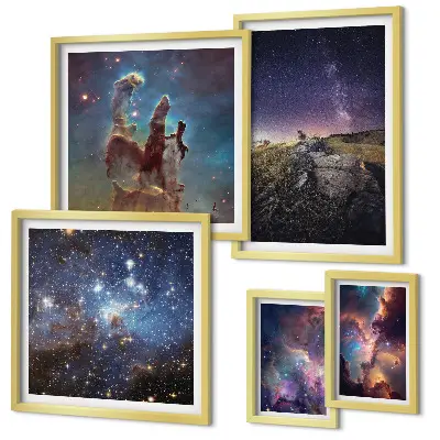 Set di quadri incorniciati con paesaggi cosmici delle galassie