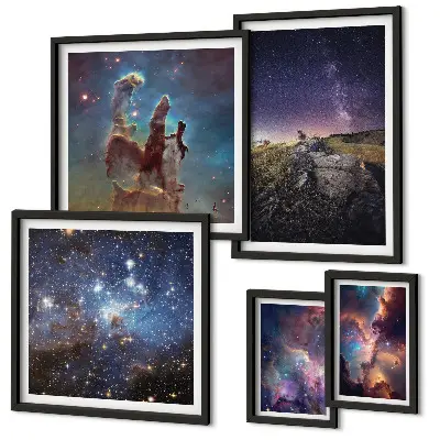 Set di quadri incorniciati con paesaggi cosmici delle galassie