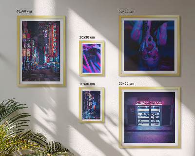 Polittico con cornice Paesaggi urbani notturni al neon