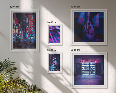 Polittico con cornice Paesaggi urbani notturni al neon