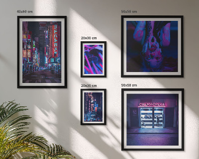 Polittico con cornice Paesaggi urbani notturni al neon