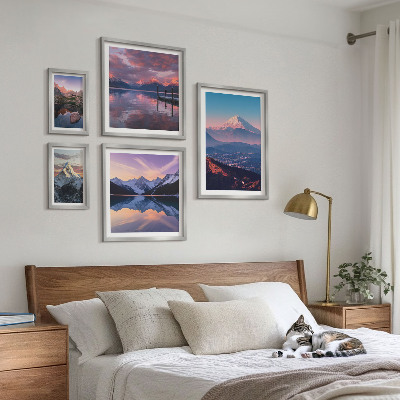 Set di 5 quadri Panorami montani, cime pittoresche
