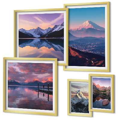 Set di 5 quadri Panorami montani, cime pittoresche