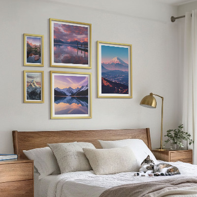Set di 5 quadri Panorami montani, cime pittoresche