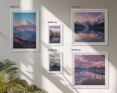 Set di 5 quadri con panorami montani e cime pittoresche