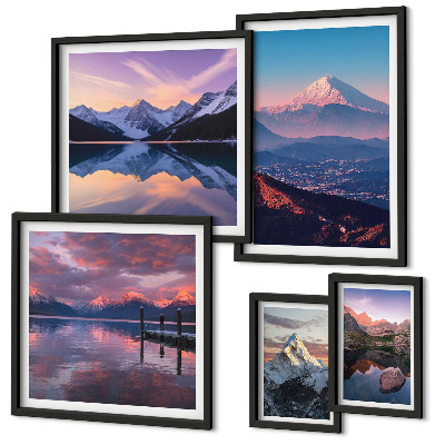 Set di 5 quadri Panorami montani, cime pittoresche