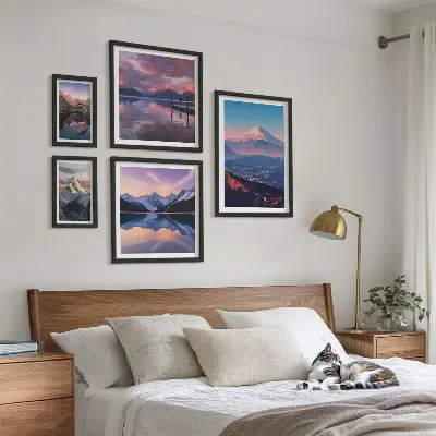 Set di 5 quadri con panorami montani e cime pittoresche