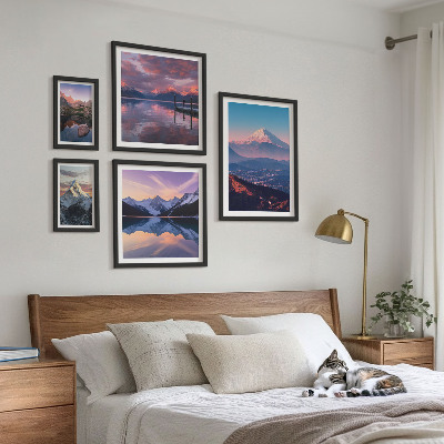 Set di 5 quadri Panorami montani, cime pittoresche
