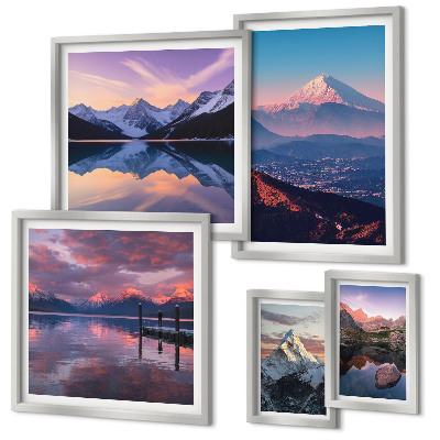 Set di 5 quadri Panorami montani, cime pittoresche