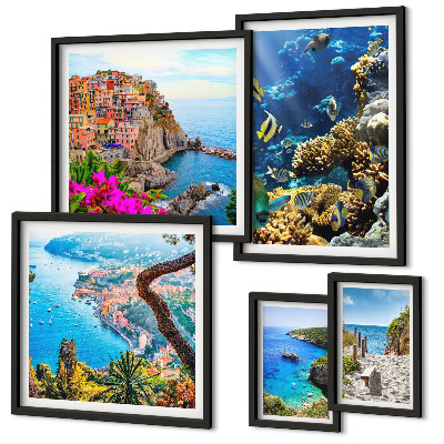 Set di quadri incorniciati Paesaggi marini, pesci, spiagge