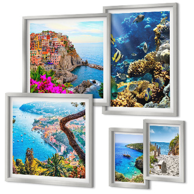 Set di quadri incorniciati Paesaggi marini, pesci, spiagge