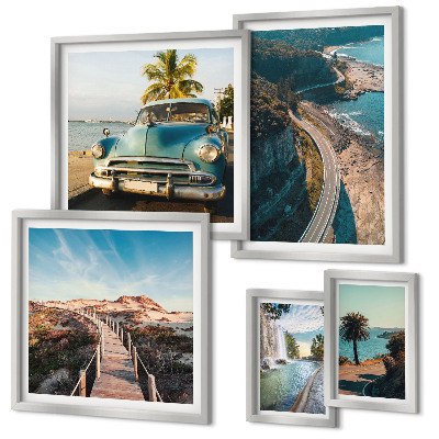 Set di 5 quadri Paesaggi, viaggi, automobili, natura