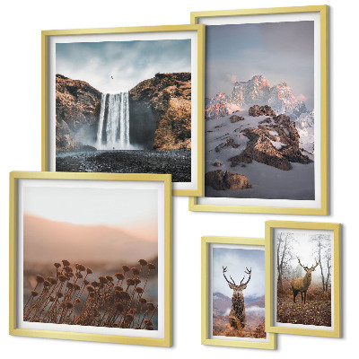 Set di quadri incorniciati Paesaggi montani e animali selvatici