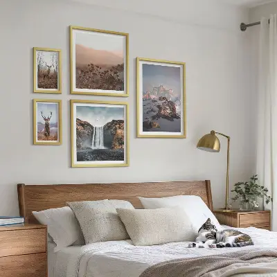 Set di quadri incorniciati con paesaggi montani e animali selvatici