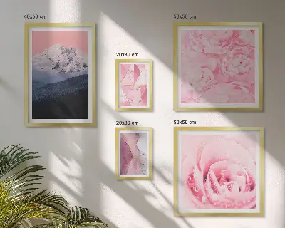 Set di 5 quadri con paesaggi rosa e fiori moderni
