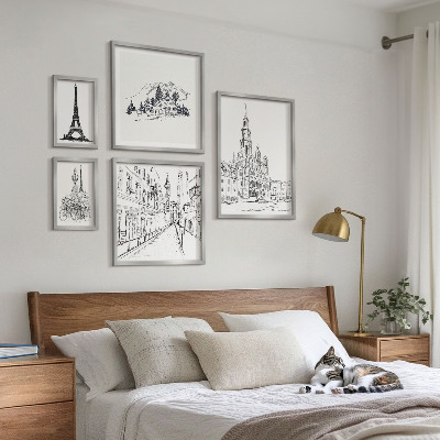 Set di quadri incorniciati Illustrazioni architettoniche eleganti