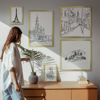 Set di quadri incorniciati Illustrazioni architettoniche eleganti