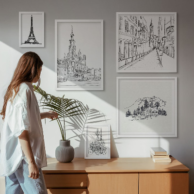 Set di quadri incorniciati Illustrazioni architettoniche eleganti