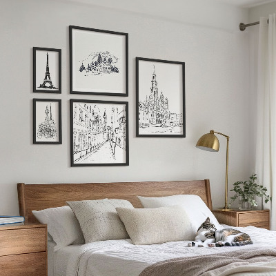 Set di quadri incorniciati Illustrazioni architettoniche eleganti
