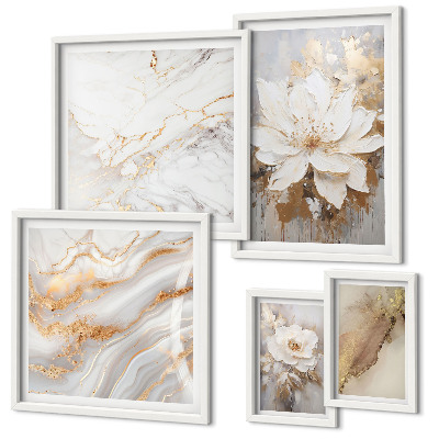 Set di 5 quadri Eleganti composizioni floreali